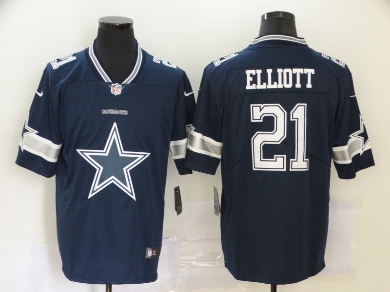 Men's Dallas Cowboys Ezekiel Elliott #21 Navy Jersey